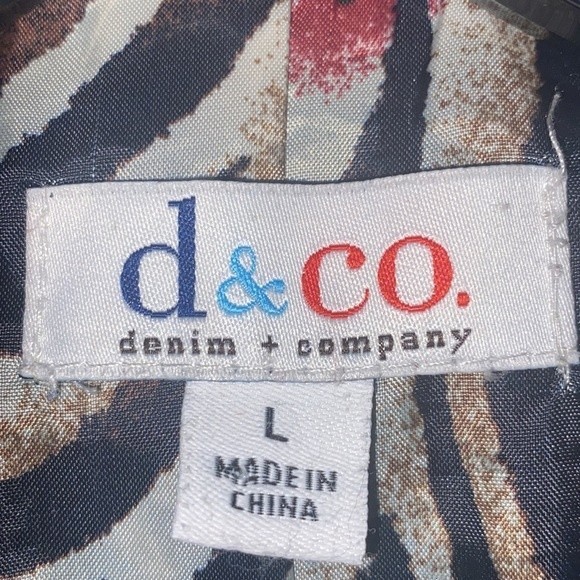 90s D & Co Leather Blazer Jacket Black animal print Lined size L - Picture 6 of 17